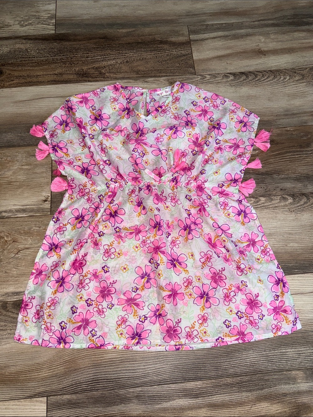 Girls Size 10 Floral Pink Tassel Dress seim Coverup